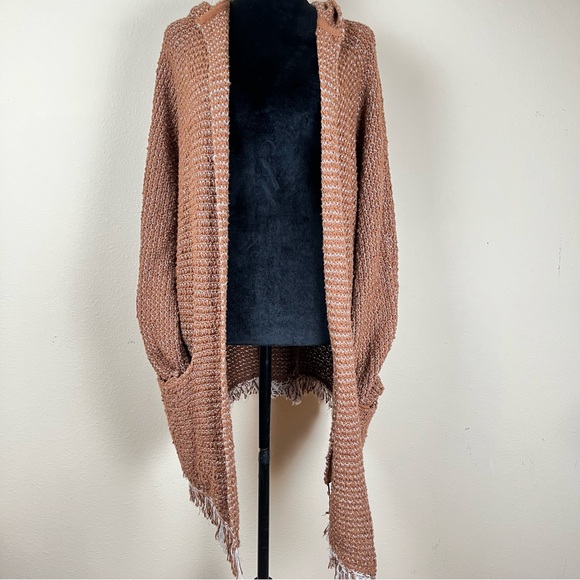 Free People Sweater Women’s M Brown Love Me Tender Cardi Boho Knit Fringe - Picture 8 of 16